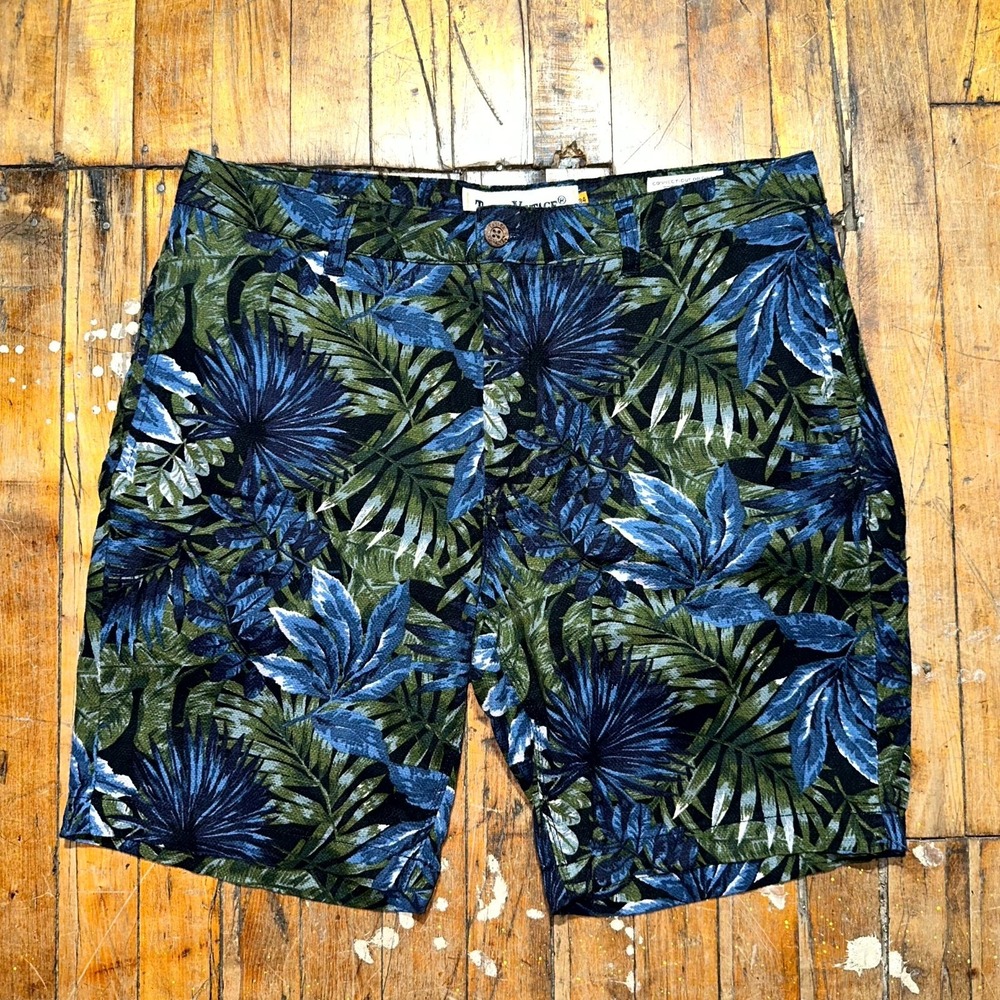 Tailor Vintage Greenwich Shorts Mens Size‎ 32 Multi Tropical Leaf Print Comfort